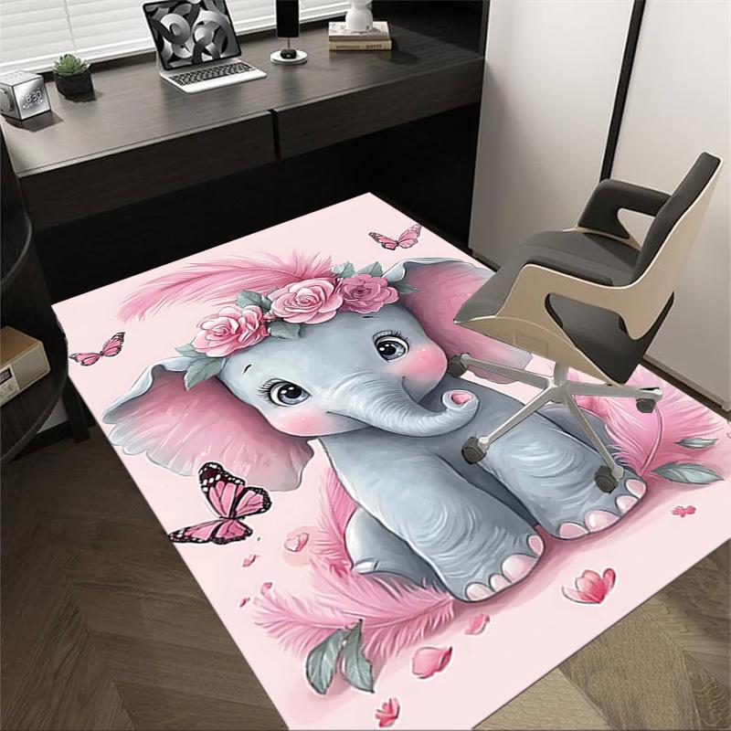 

1PC Elephant Flowers Non-Slip Floor Carpet Compatible for Office&Living Room&Bedroom&Dining room - Soft & Pattern, Vibrant Colors-H0405 60cm by 90cm
