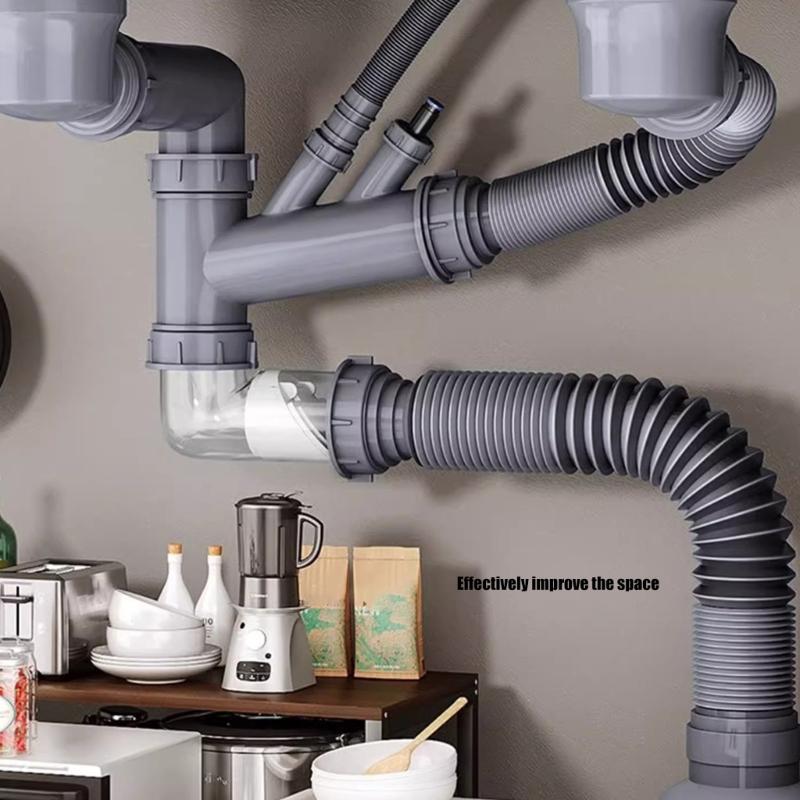 Set di Accessori Drenanti Robusti Comprensivo di Lavelli Singoli Doppi Assemblaggio Tubo di Scarico per Uso in Cucine Moderne