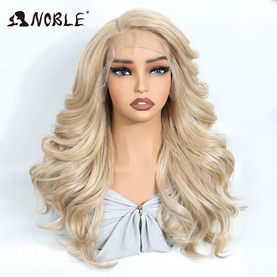 Noble Synthetic Lace Front Wigs For Women Body Wave Lace Wig 22 Inche Ombre Chocolate Brown Blonde Wigs Cosplay Lace Front Wig