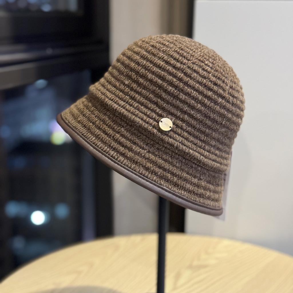 New Japanese Style Korean Style Knitted Corduroy Hemmed Simple Fisherman Hat Autumn and Winter Warm Bucket Hat for Women