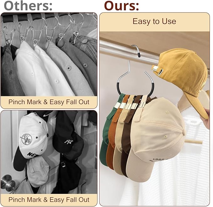 2pcs Hat Rack for Closet, Hat Organizer for Baseball Caps Durable Hat Storage for Baseball Caps Keeps Caps Organized, Hat Storage Organizer