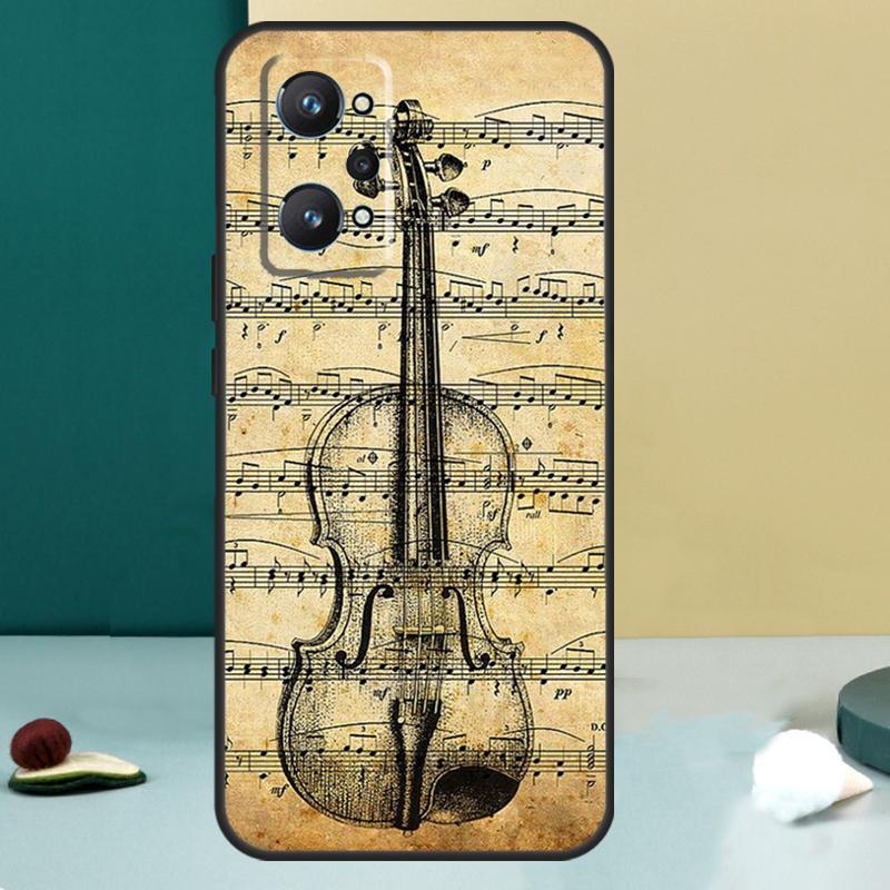 Cool Music Violin For Realme 11 10 12 13 14 Pro Plus GT 7 6 5 Pro GT 6T C67 C61 C53 C51 C21Y C25S C75 C55 Case