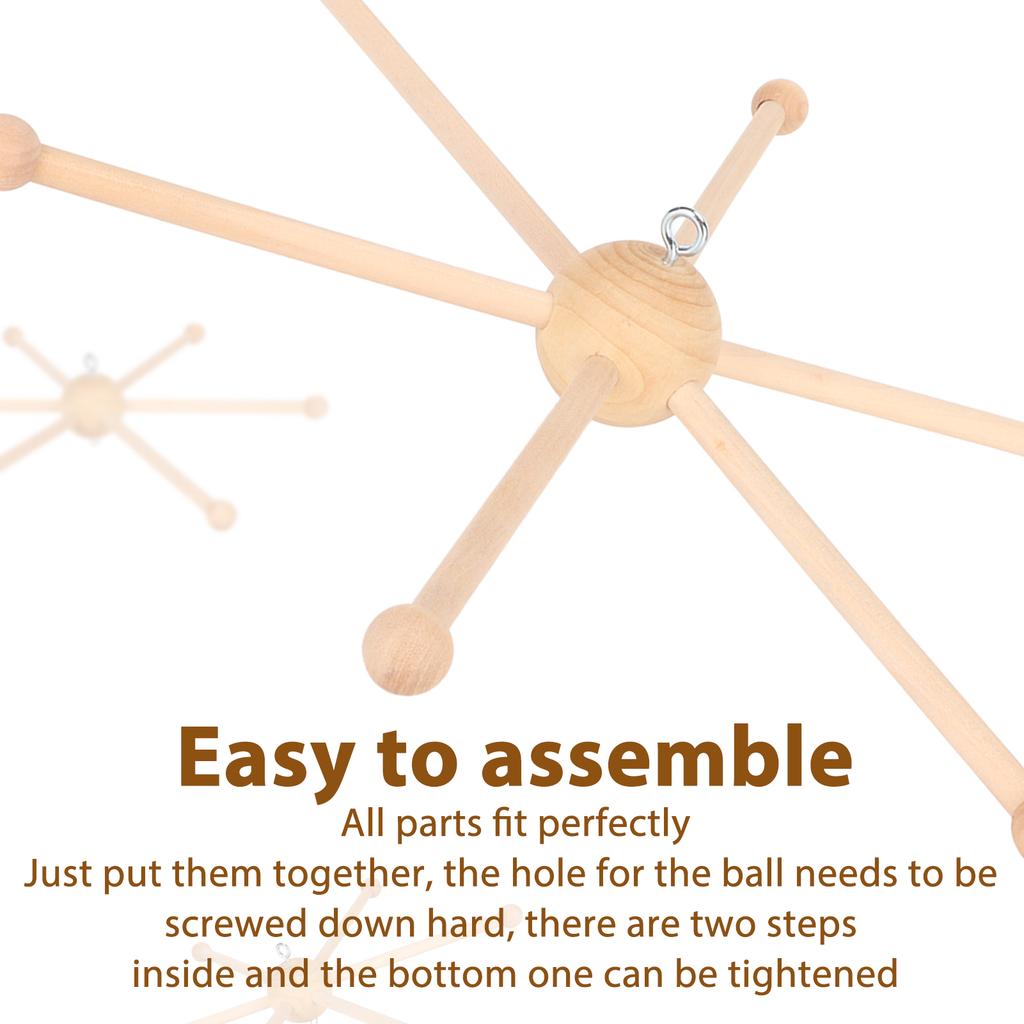 ZK30 Wooden Frame Baby Crib Hanger Spherical Six Legs Baby Wooden Mobile Hanger for Wind Chime Bed Toy Decoration