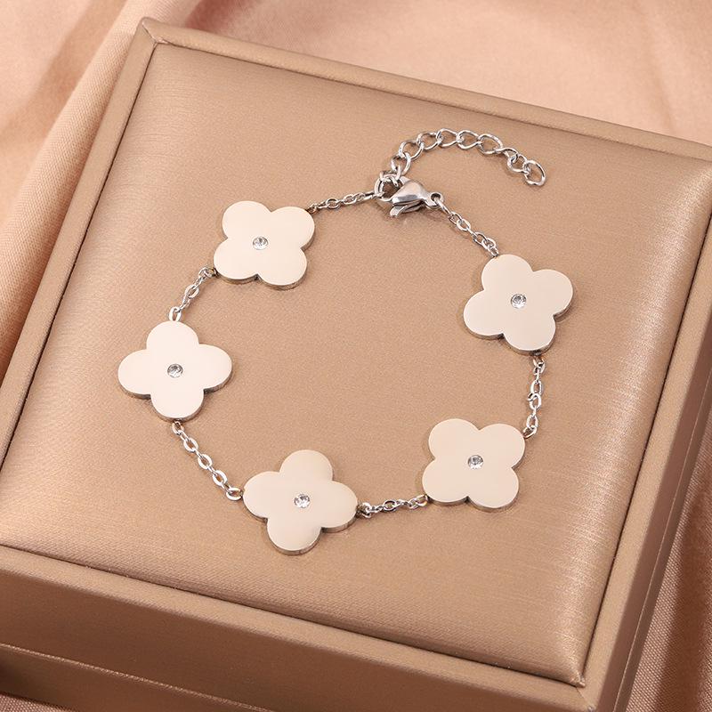 Korean Fashion Titanium Steel Diamond Inlaid Women's Luxury Bracelet