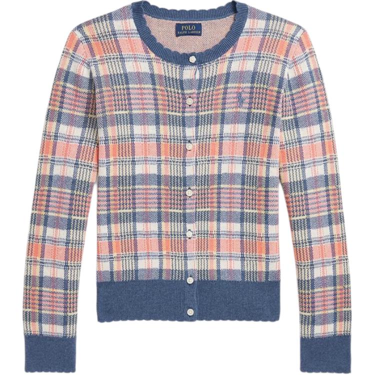 

Свитер Polo Ralph Lauren Ss25 Клетчатый Веерный Край Хлопковый Трикотажный Кардиган Многоцветный Детский свитер CWPOSWEG6820533-999 L