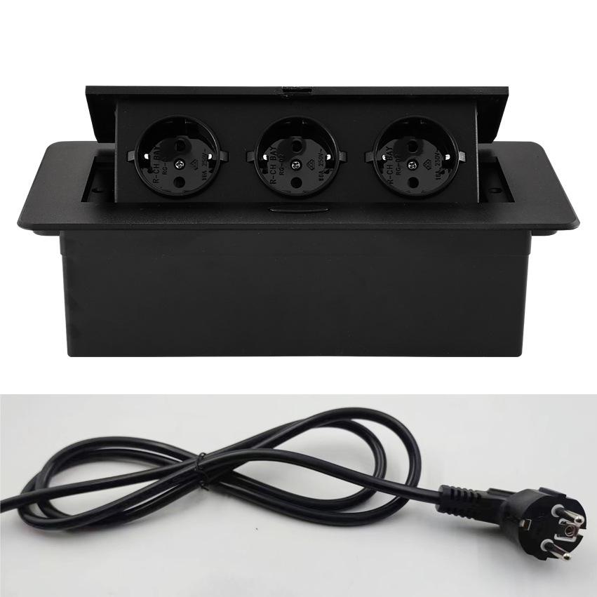 European Standard Silver Pop-Up Power Socket with 1.8m Cord for Meeting Tables
