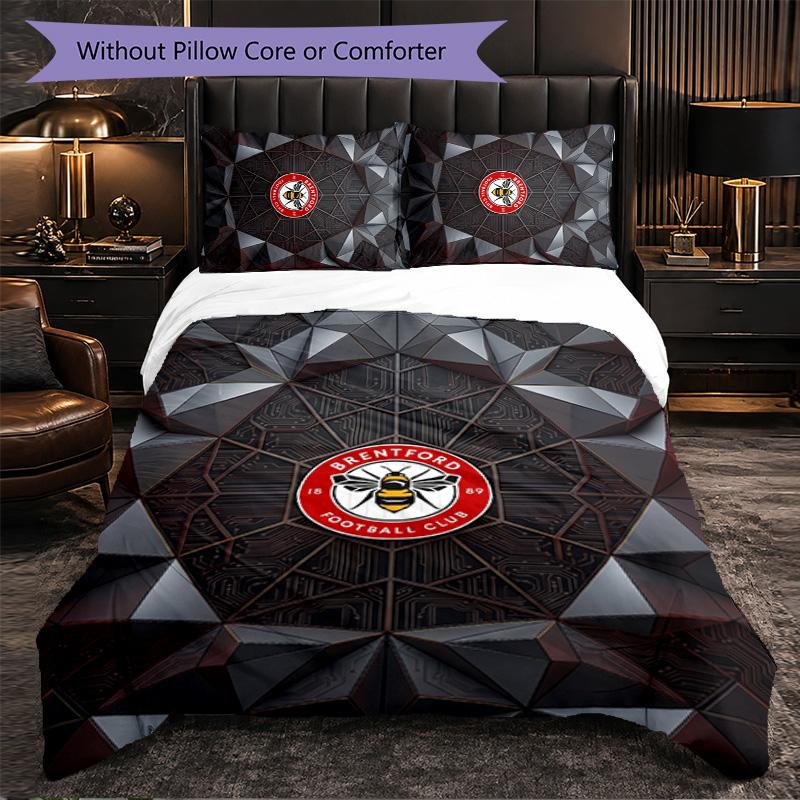 Set Biancheria da Letto Brentford Football 3 Pezzi Morbido Set Copripiumino con Federe Set Decorazione Camera da Letto per la Casa