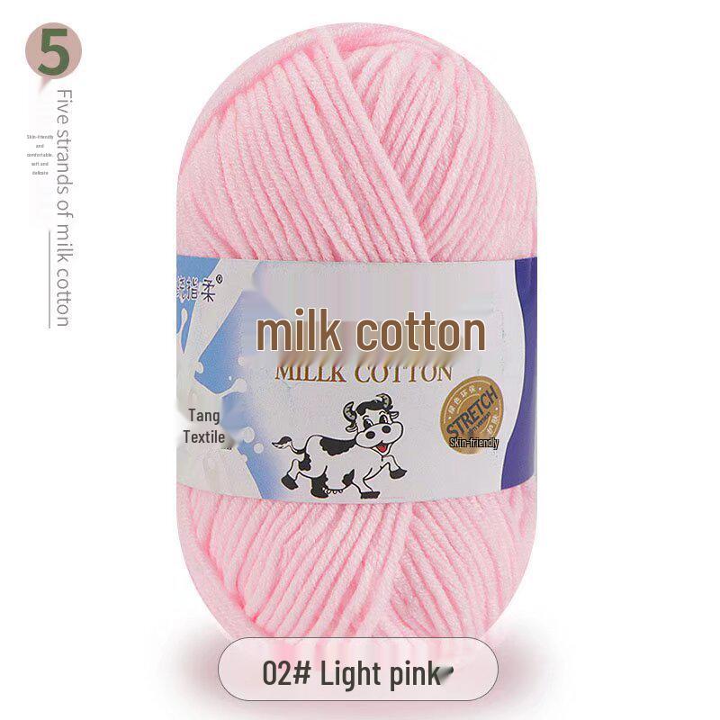 Five-Strand Milk Cotton Yarn for Crochet: Medium-Thick, Hand-Knitted DIY Kit for Dolls, Shoes, Scarves.