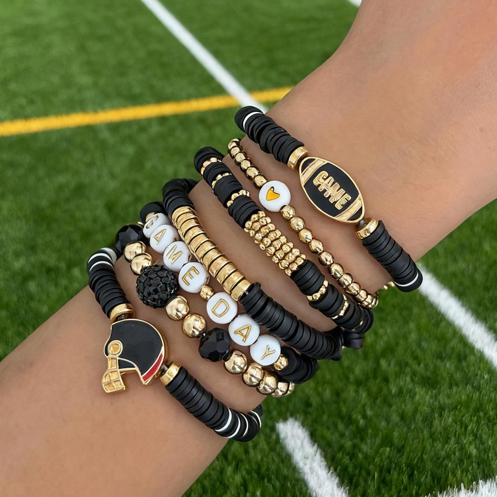 Super Bowl Game Day Bracelet Set Game Day Colorful Football Soft Ceramic Elastic Bracelet
