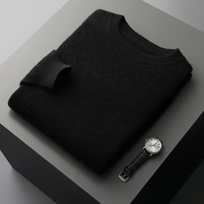 Men's Cashmere Sweater Qinghe Cashmere 30% Cashmere 70% Wool Men's Autumn and Winter Cashmere Pullover Soft and Warm