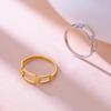 Simple Rectangle Chain Women's Ring Kpop Stainless Steel Rose Gold Finger Rings Jewelry Gift
