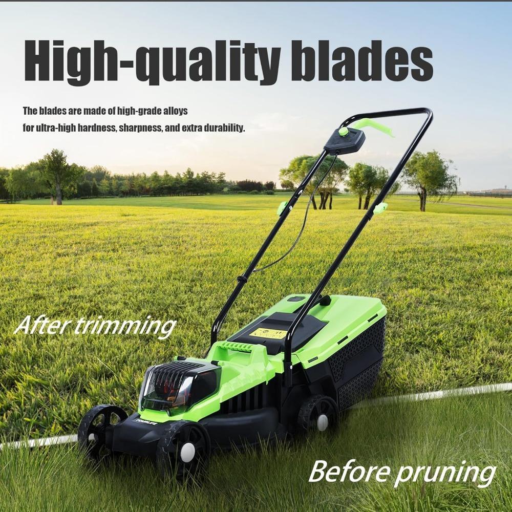 Electric Walk-Behind Lawn Mowers, 1600W Powerful Electric Self Propelled Lawn Mower, Cordless Push Lawn Mower with Upgraded