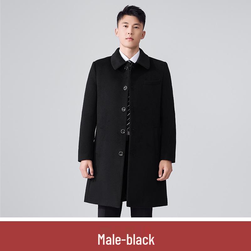 Women's Mid-Length Woolen Coat with Cotton Padding - Unisex Workwear for Autumn and Winter