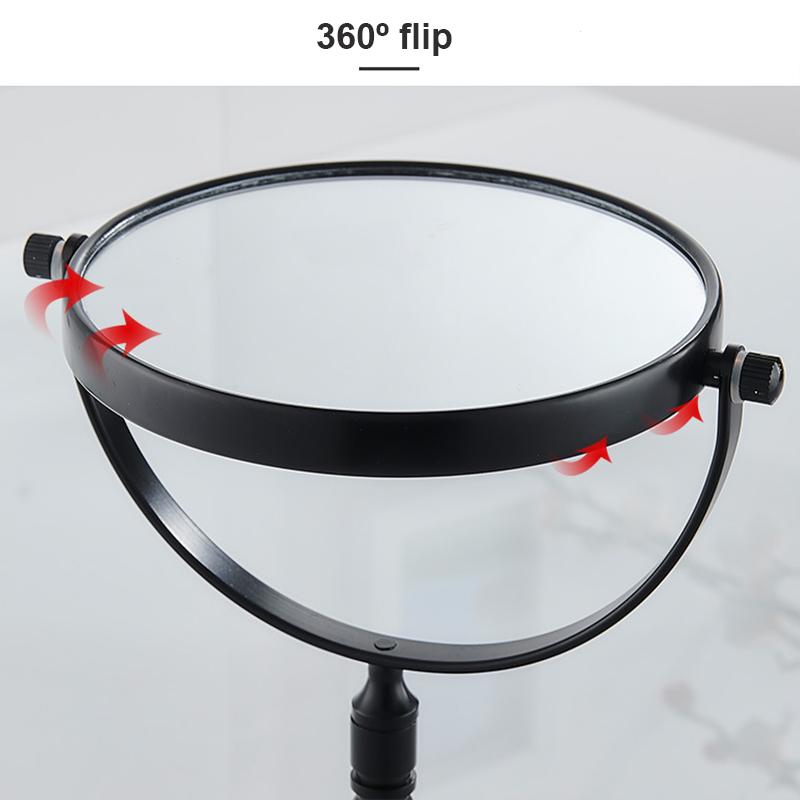 Miroir de Maquillage de Salle de Bain à Double Face Grossissement 1X/3X Cadre en Aluminium Miroir de Beauté de Table (Noir/Argent/Or)