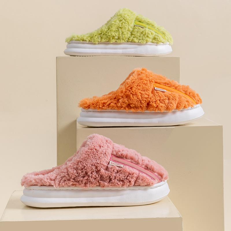 Pulled plush cotton mop autumn and winter leisure indoor home plush EVA sole thick sole warm cotton slippers