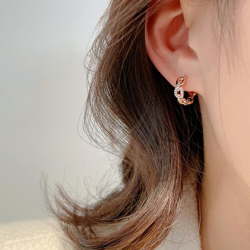 Sterling Silver Needle Niche Ear Buckle 2026 New Fashionable Exquisite Small Chain Earrings Women's High-end Zircon Earrings