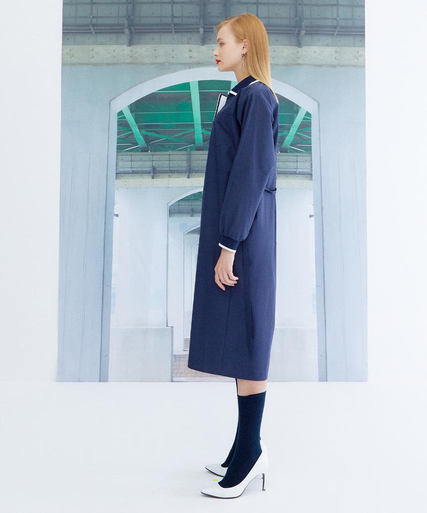 THE STUDIO K Pique Shirt Dress_Navy