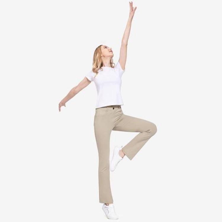 Elastische High-Waist-Schlaghose für Damen, einfarbig, leichte Freizeit Hose mit Taschen