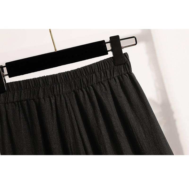 DIMANAF 2026 Übergröße Sommer Lange Hosen Damen Elastische Taille Hosen Locker Lässig Übergroß Unterteile Hosen Grau 5XL