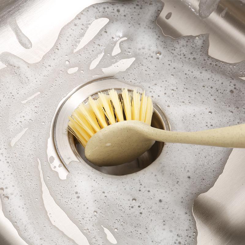 Wheat Straw Long Handle Non-Stick Pot Cleaning Brush