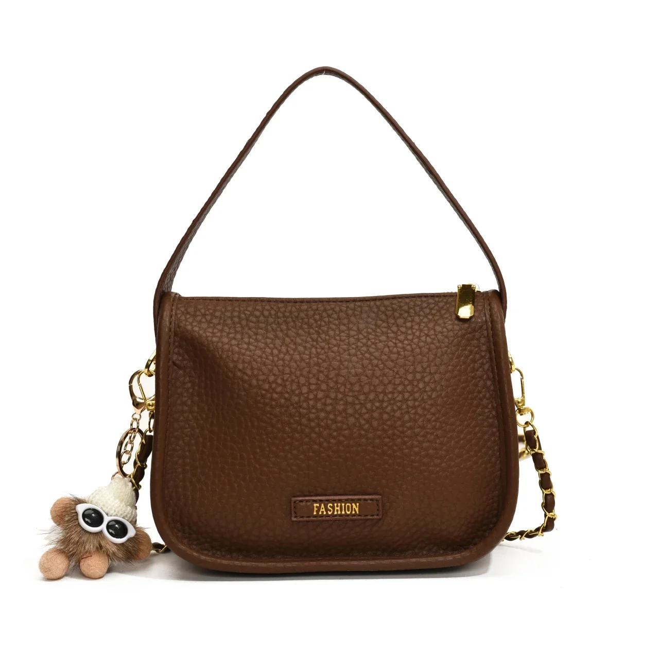 

Простая сумка через плечо Advanced Sense Light Luxury PU Texture, новая универсальная нежная осенняя сумка высокого класса с цепочкой