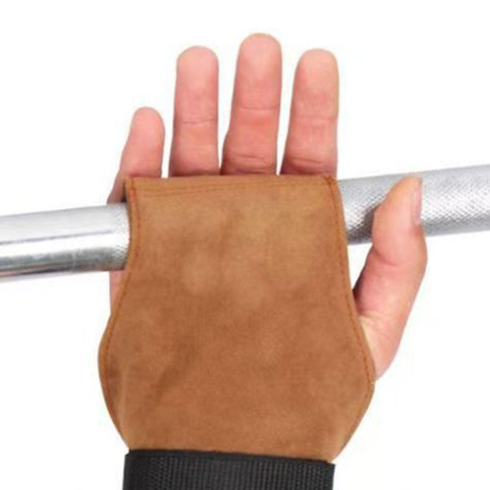 Hovězí kůže Gymnastické rukavice Gripy Protiskluzové Vzpírání Silový pás Pás Fitness Podložky Mrtvý tah Rukavice na dlaně Pro Z8P4