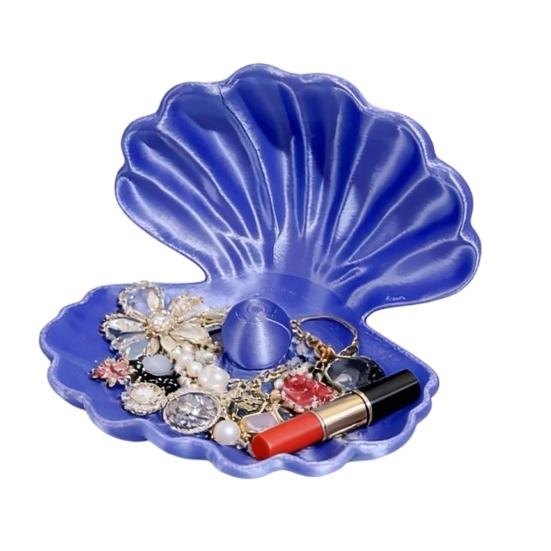 

3D-Printed Shell Shape Jewelry Organizer Tray Pearl Luster Desktop Storage Decoration for Earrings Rings Bracelets Lipstick Gift фиолетовый