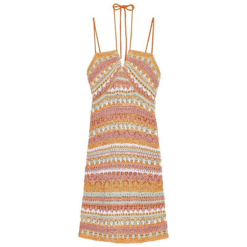 Zaprha 2025 Summer New Simple Sexy Neck Collar Backless Knitted Mini Short Dress 3991100