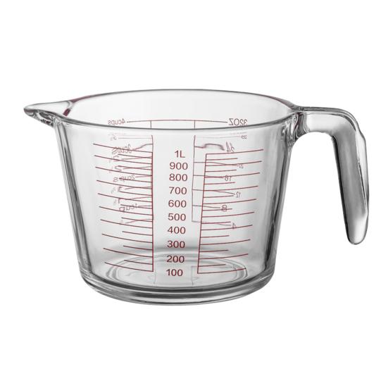 Skleněná odměrka 500/1000ml Žáruvzdorná odměrná konvice s výlevkou a ryskami Kuchyňské odměrné nástroje