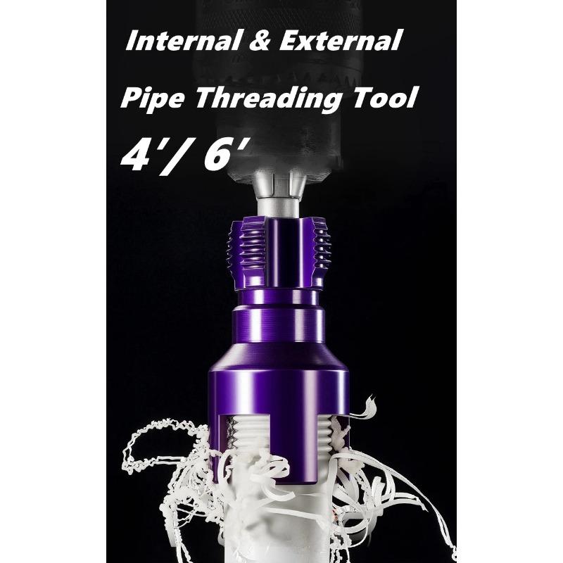 Pipe Threading Tool Hex Shank Pipes with Taps and Dies for Thread Cutting Integrated Internal & External Pipe Threading Tool