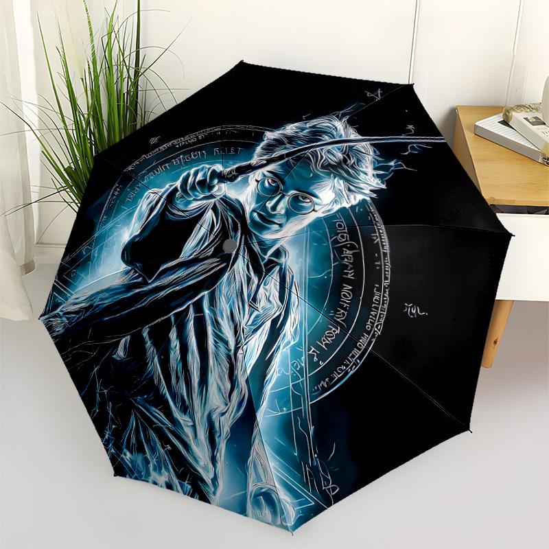 1pc Harry Potter Automatic Folding Umbrella - Compact 8-Rib Design, Durable Plastic & Iron,  F104037