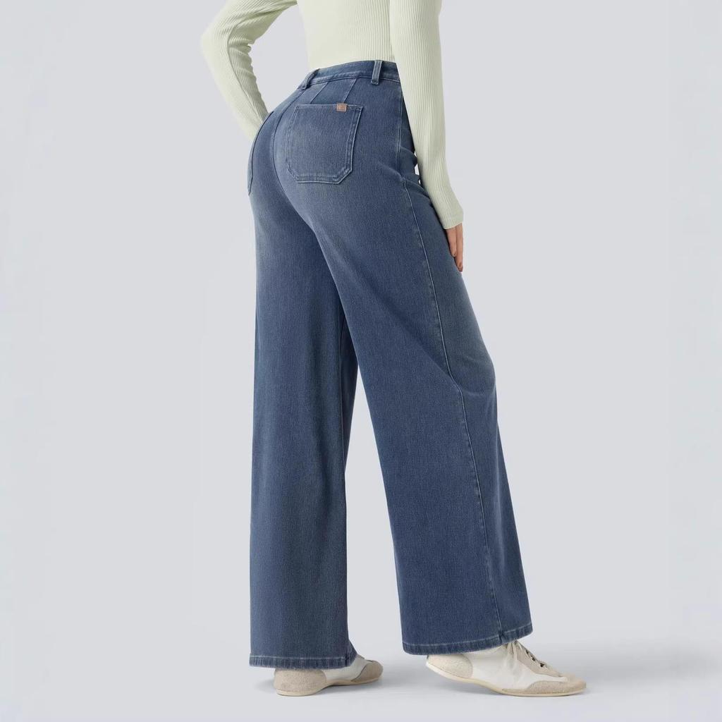 High Stretch Jeans Spring Autumn Casual Loose Artistic Straight Pants Vintage Streetwear Women Clothing High Waist Cargo Jeans