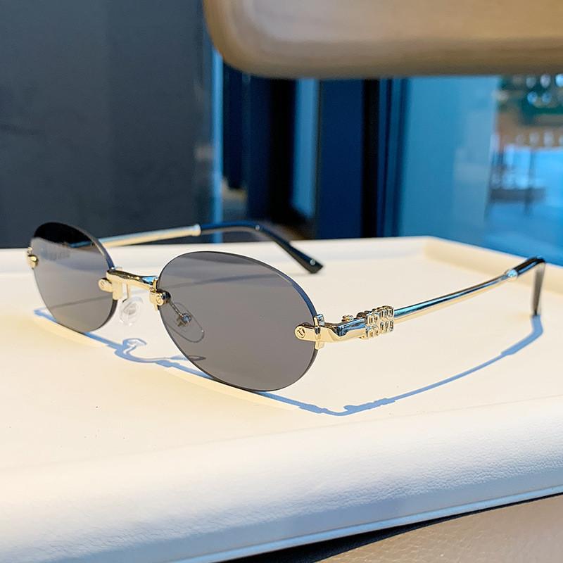 Retro Metal Frame Sunglasses For Men And Women Uv400 Sun Protection All Gray