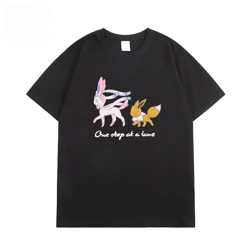 Pokémon Collaboration Tshirt  2026 Summer New Design  Sketch Style  Pikachu Gengar Mewtwo Eevee Short Sleeve Shirt Top