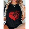 Women's Short-Sleeve T-Shirt with Red Sequin Broken Heart (Scattered Small Hearts) Print