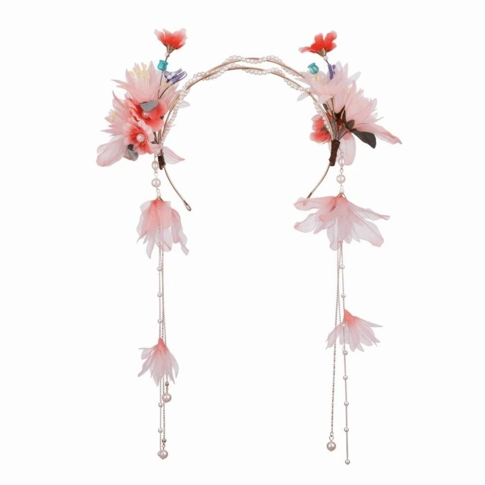 Crystal Chinese Ancient Hairband Beads Swaying Fairy Headwear Hanfu Tassel Hair Hoop  Cheongsam