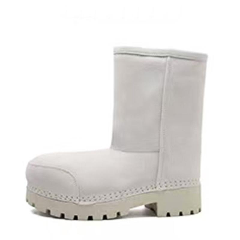 

Зимние новые ботинки-дутики, большая голова, нескользящие сноубутсы, женские ботинки на толстой подошве, с высоким голенищем, из цельной овчины 35 белый