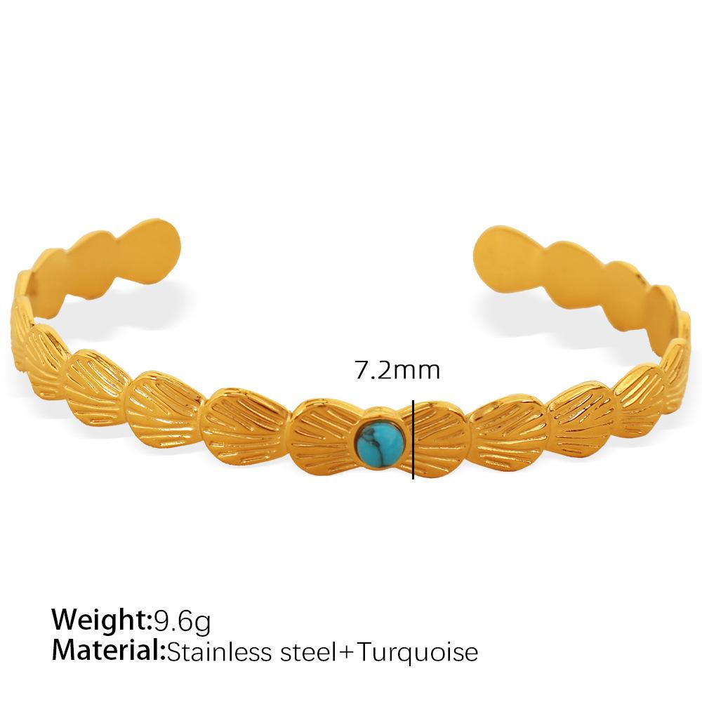Hot-selling bracelet C-shaped open bracelet shell design leaf white bead bracelet simple design