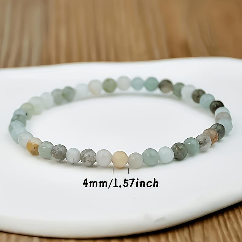 Natural Amazonite Beaded Zipper Bracelet - Bohemian Vacation Style, May Birthstone, Uncoated, Hypoallergenic, Nickel-Free, Suitable for Daily Wear 4mm