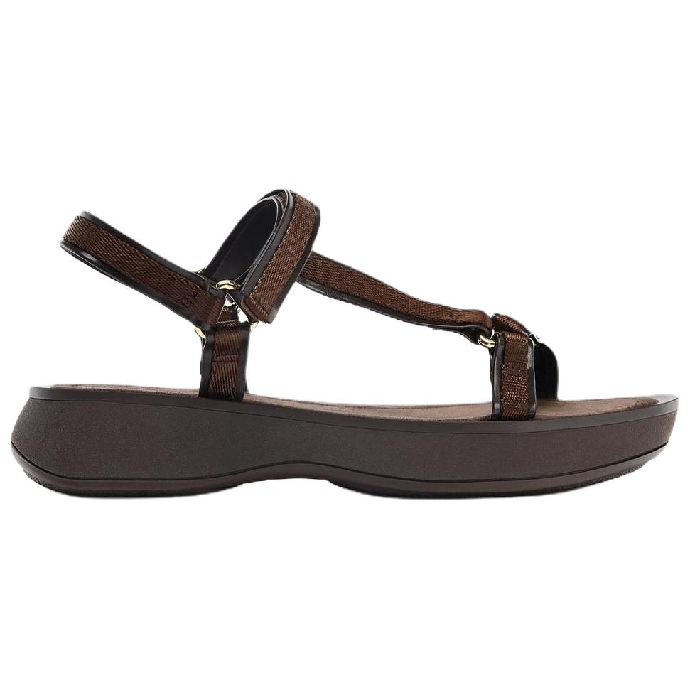 Zara Fashion Open-Toe One-Strap Sandals 4Cm Women Sandals Brown 2606610116