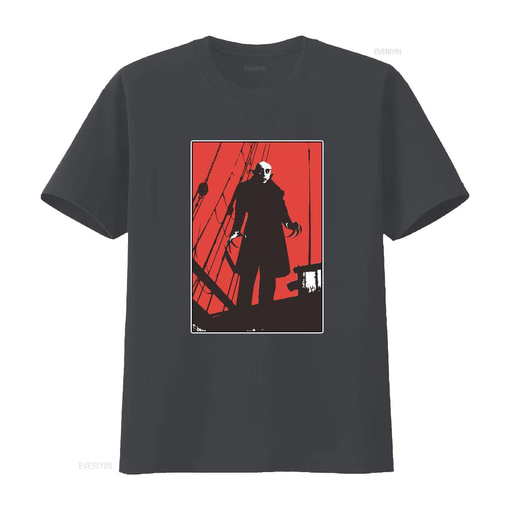 Nosferatu Red Classic Horror Film T Shirt Dracula Vintage Gothic Movie Poster Jersey Vintage Washed Fashion Versatile Casual