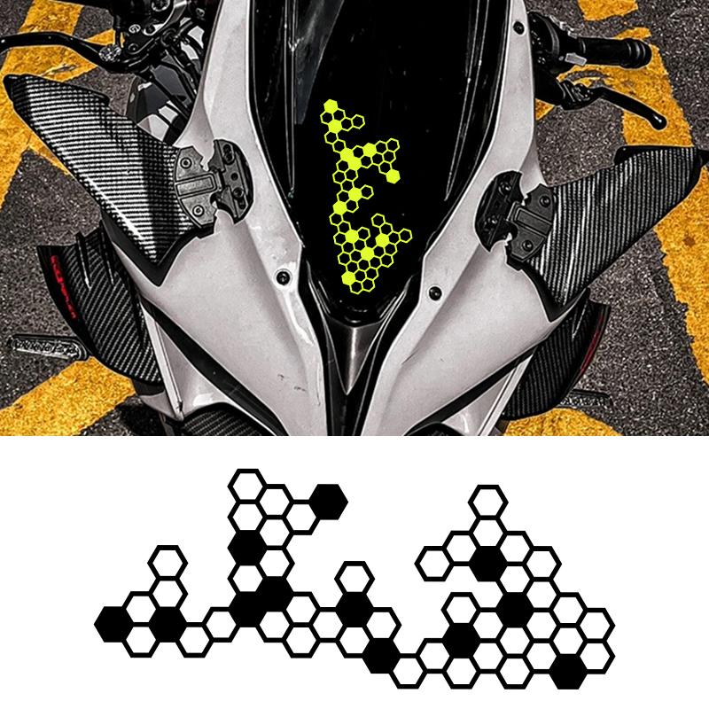 Honeycomb Gear Motorcycle Stickers for Moto Fairing Fuel Tank Waterproof Racing Helmet Vinyl Decals Motorcycle Accessories