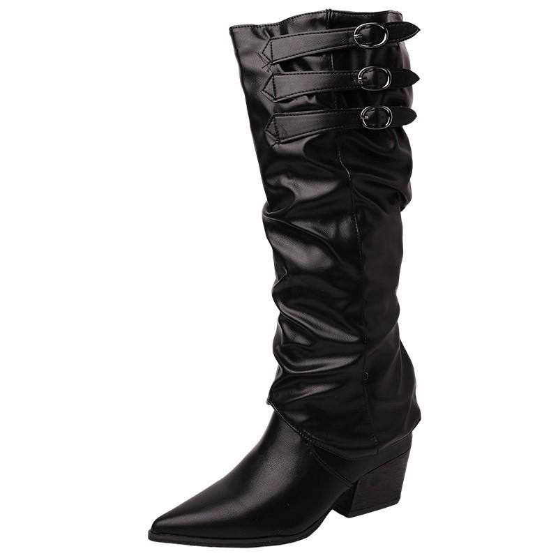 Tall Pleated Pile Boots Removable Two Wear Pointed Pants Boots Autumn Fashion High Heel Knight Boots Women's Boots