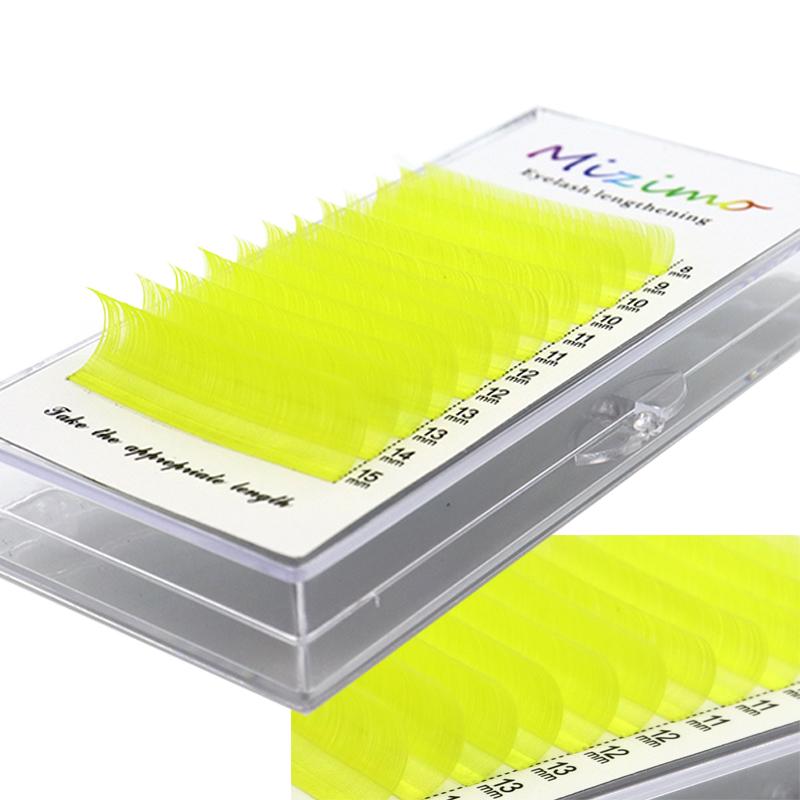 MIZIMO Gelbe Einzeln geklebte Falsche Wimpern, Augen-Make-up-Werkzeuge, Natürlich, Weich und Verlängert. C/D, 0,07 mm, 8–15 mm