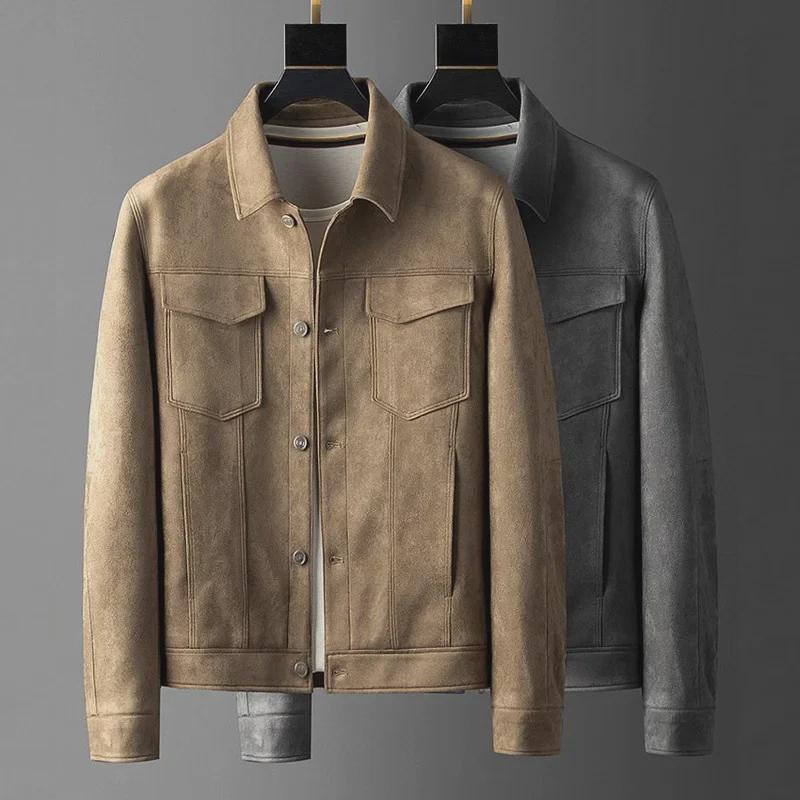 Herren Slim Wildleder Revers Jacke - Herbst/Winter Freizeit- & Business-Stil