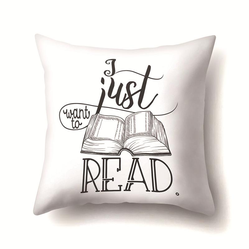 Nordic Style Ins Illustration Graffiti Polyester Pillowcase Car Decoration Home Printed Waist Rest Pillowcase