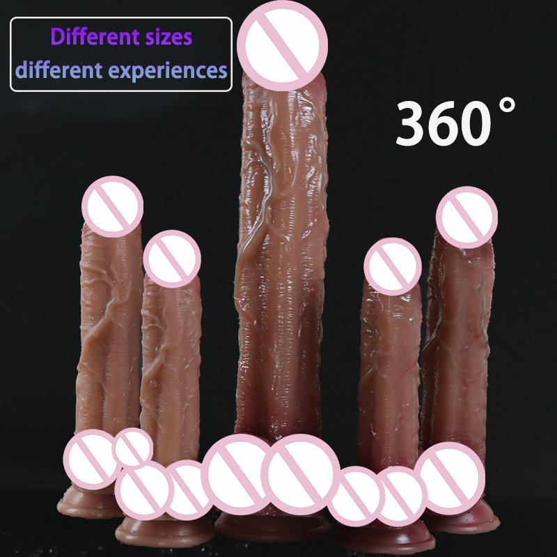 Realistic Ve And Plump Testicle Silicone Simulation Thick Dildos Anal Plug Dildo With Powerful Suction Cup Sex Toys For Women