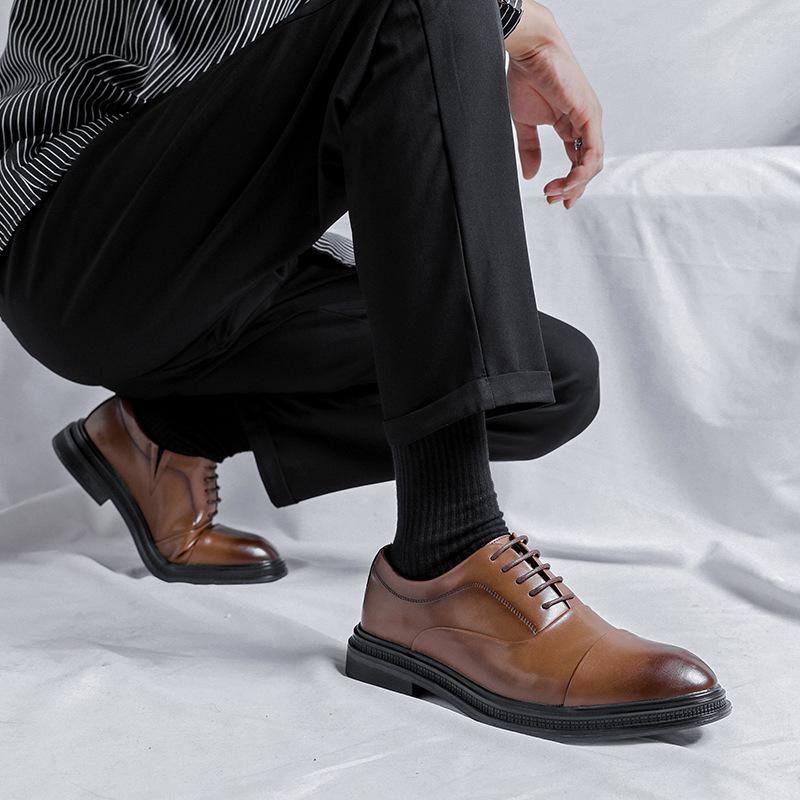 Men'S British Business Dress Leather Shoes Men'S Pointed Head Lace-Up Fashion Men'S Single Shoes 19981-R