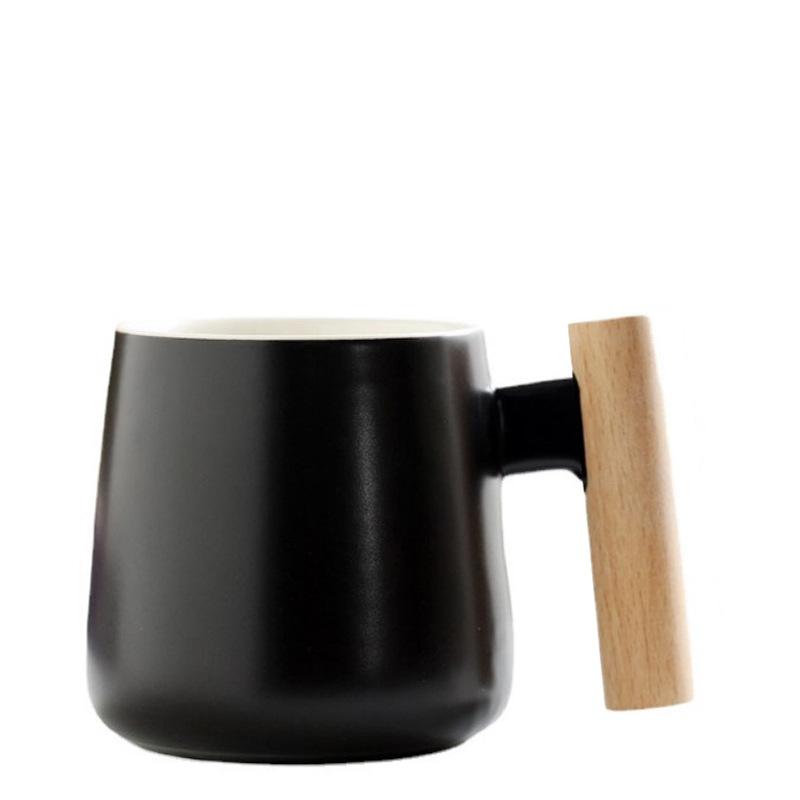 Nordic Style Wooden Handle Ceramic Mug Office Water Cup Couple Mug Holiday Event Gift
