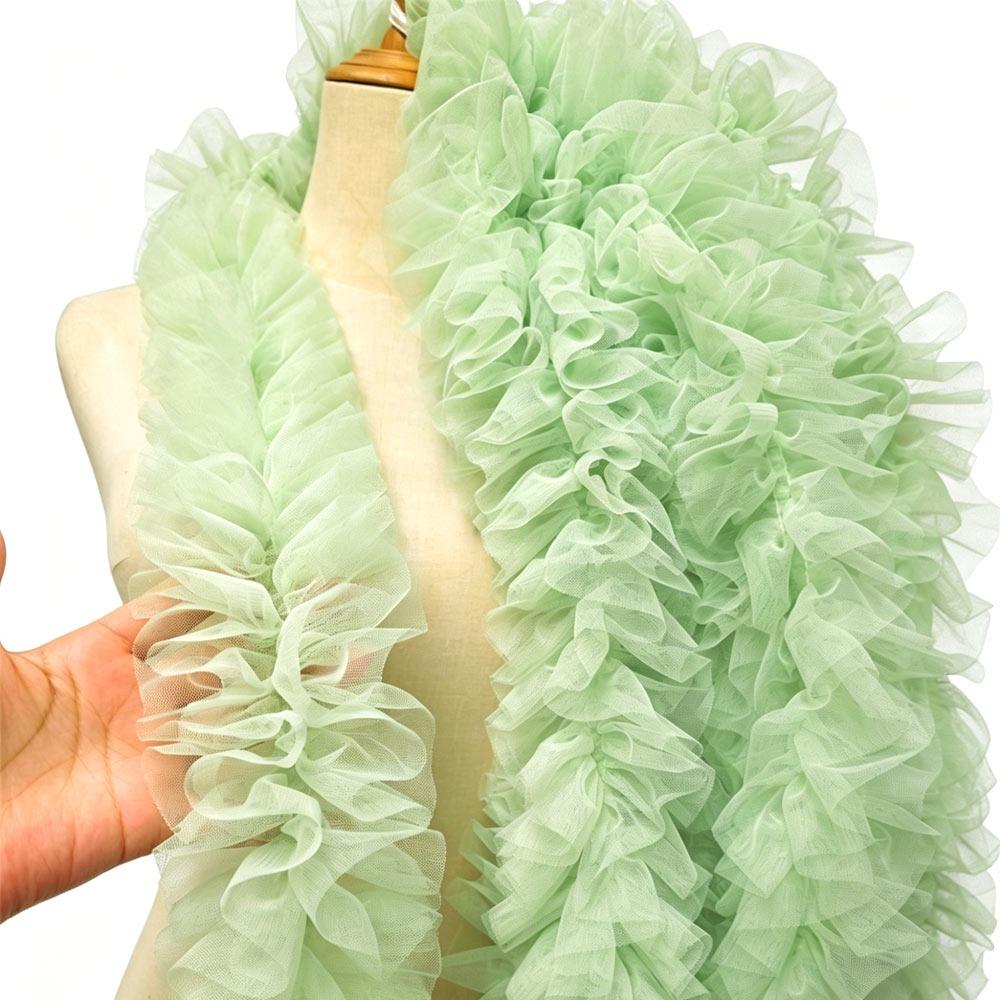 

9cm Wide Double-Layer Mesh Thick Woolen Strips Ruffle Lace Fabric Ruffle Trim Colorful Pleated Skirt Fabric Lolita Fashion 9cm светло-зеленый